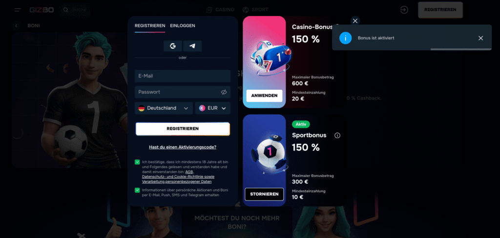 login gizbo sport
